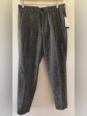 Men's Perry Ellis Grey Glen Plaid Dress Pants Size 29x30 charcoal
